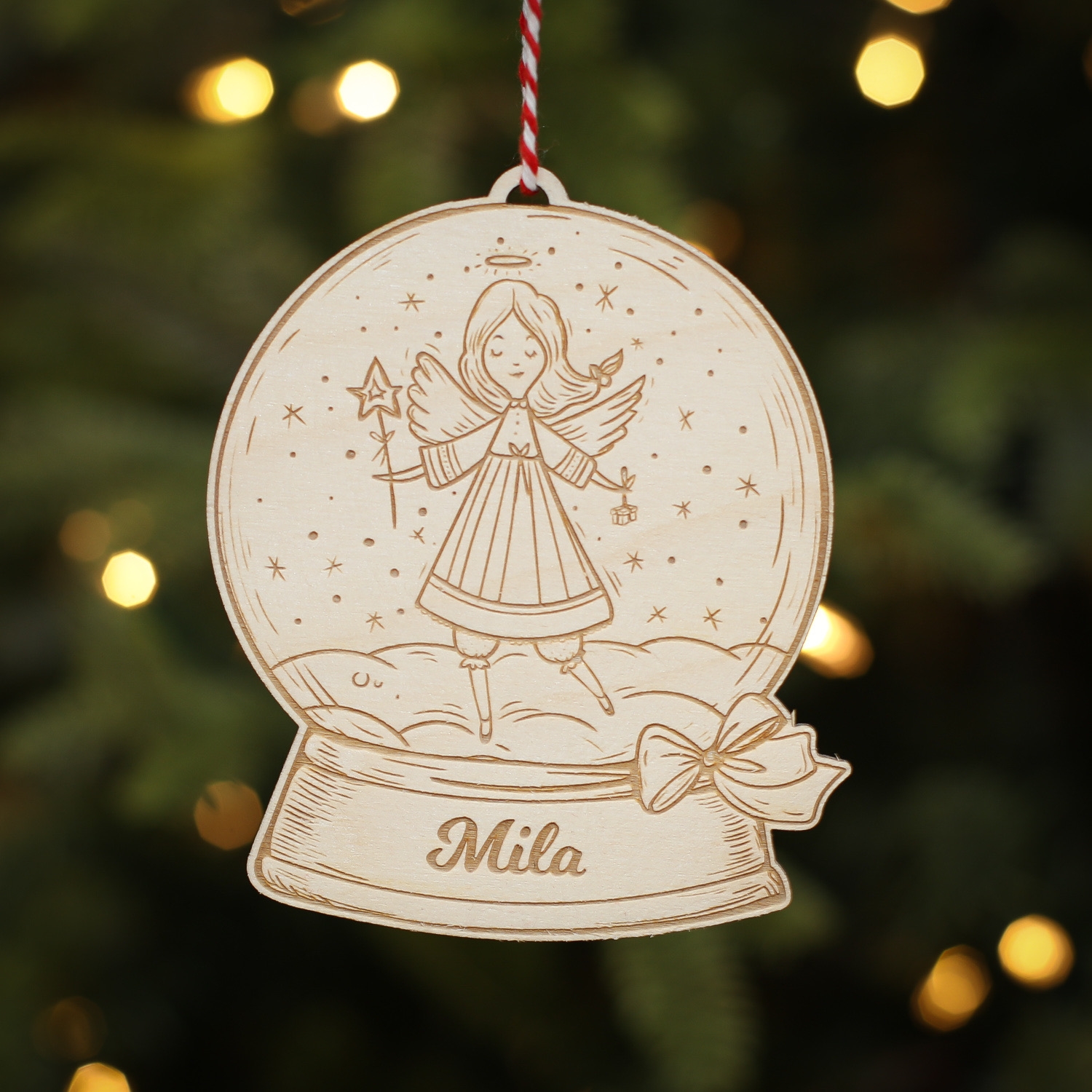 Personalised Christmas Tree Decoration Snow Globe Fairy