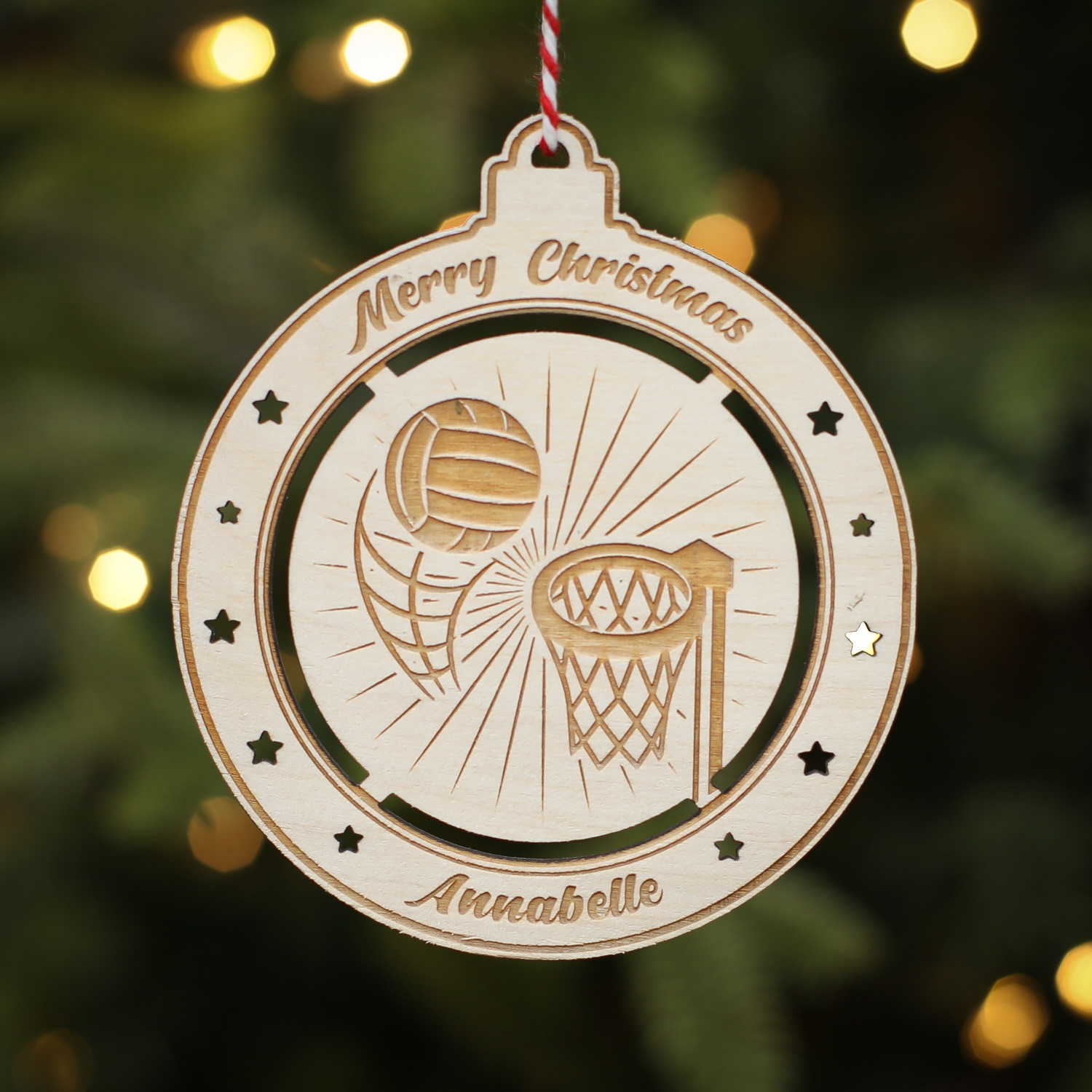 Personalised Christmas Tree Decoration Basketball Netball
