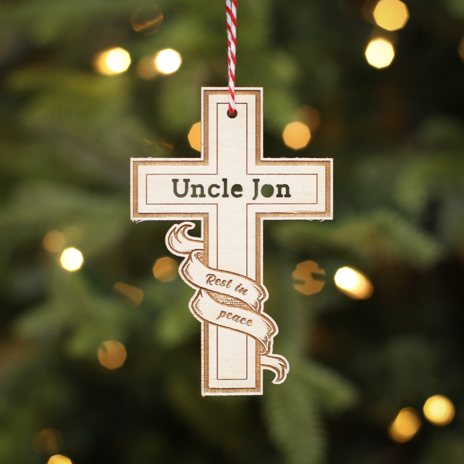 Personalised Christmas Tree Decoration Memorial Cross