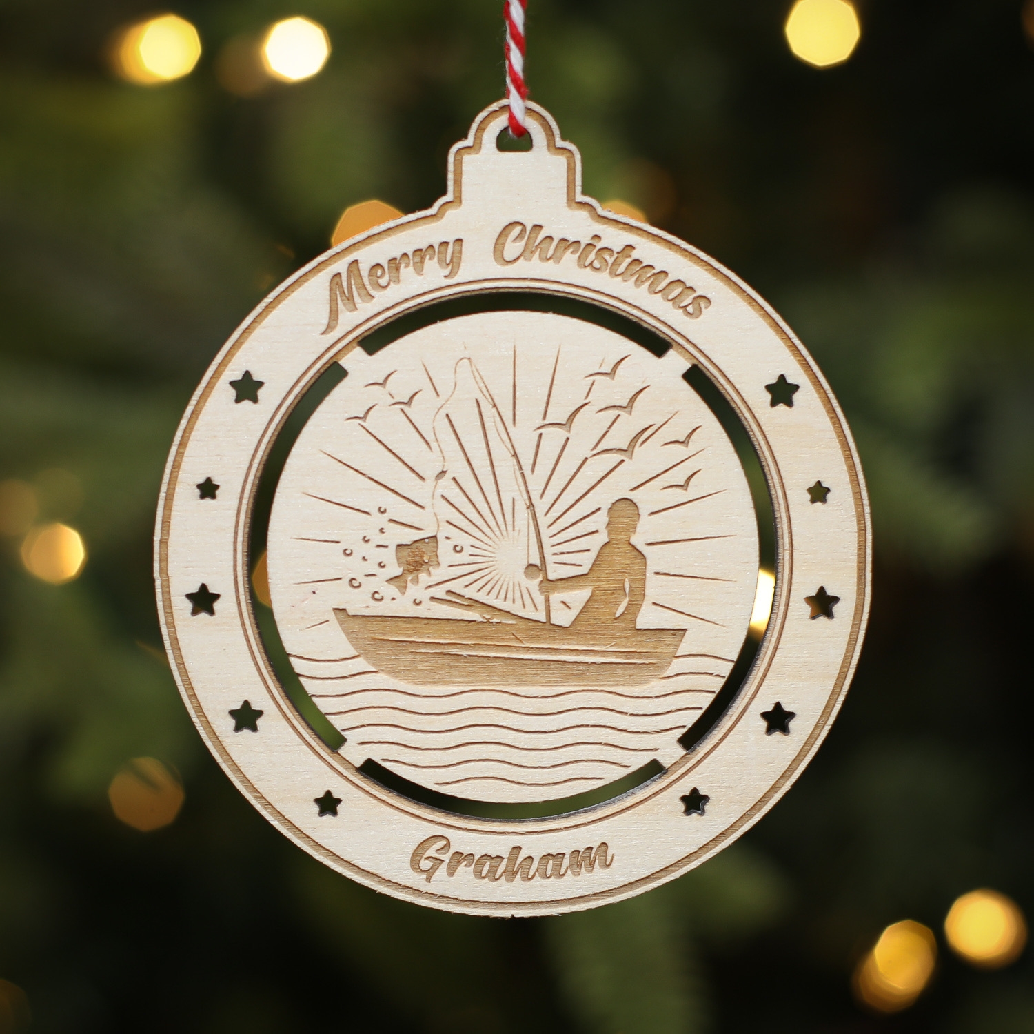 Personalised Christmas Tree Decoration Fishing