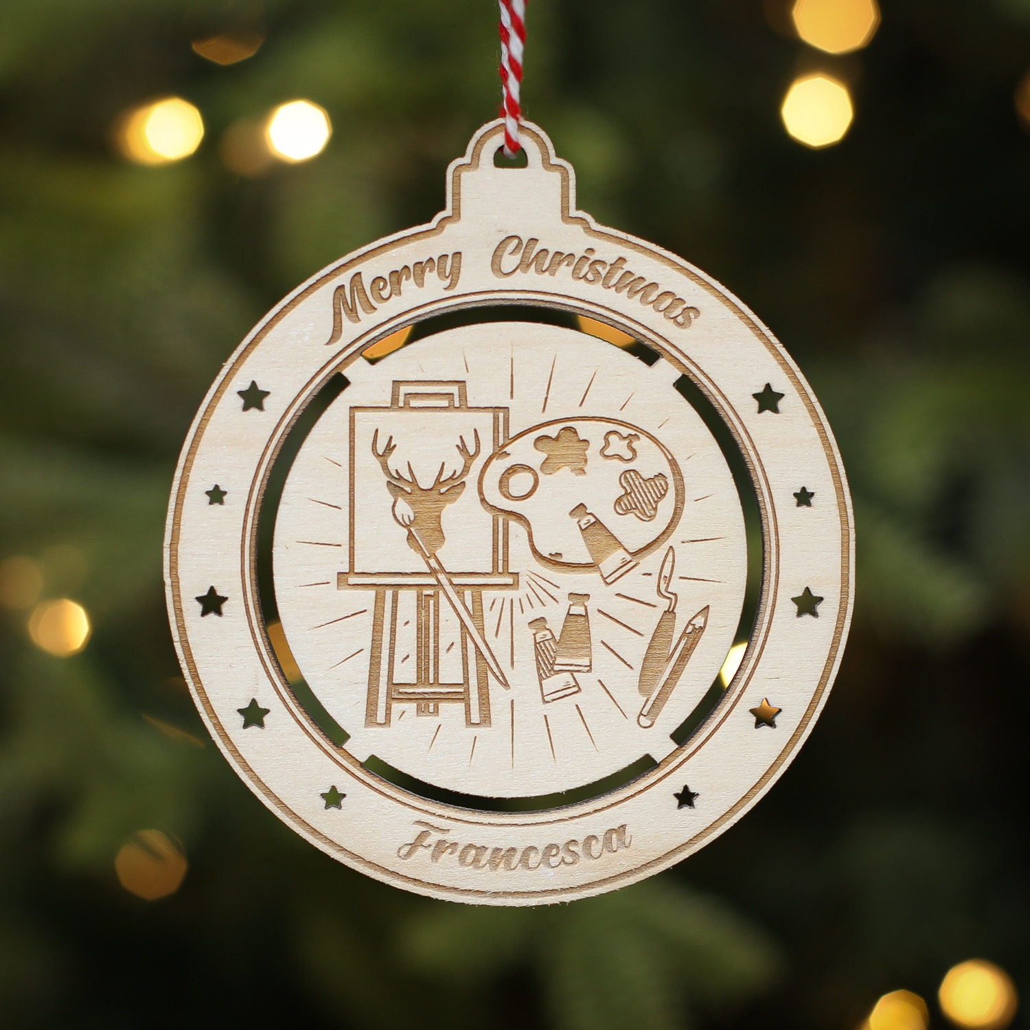 Personalised Christmas Tree Decoration Painting