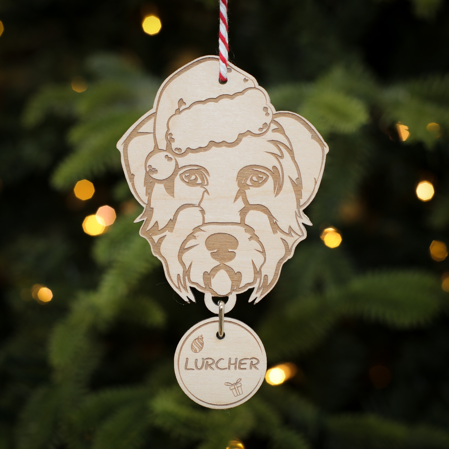 Personalised Christmas Tree Decoration Lurcher