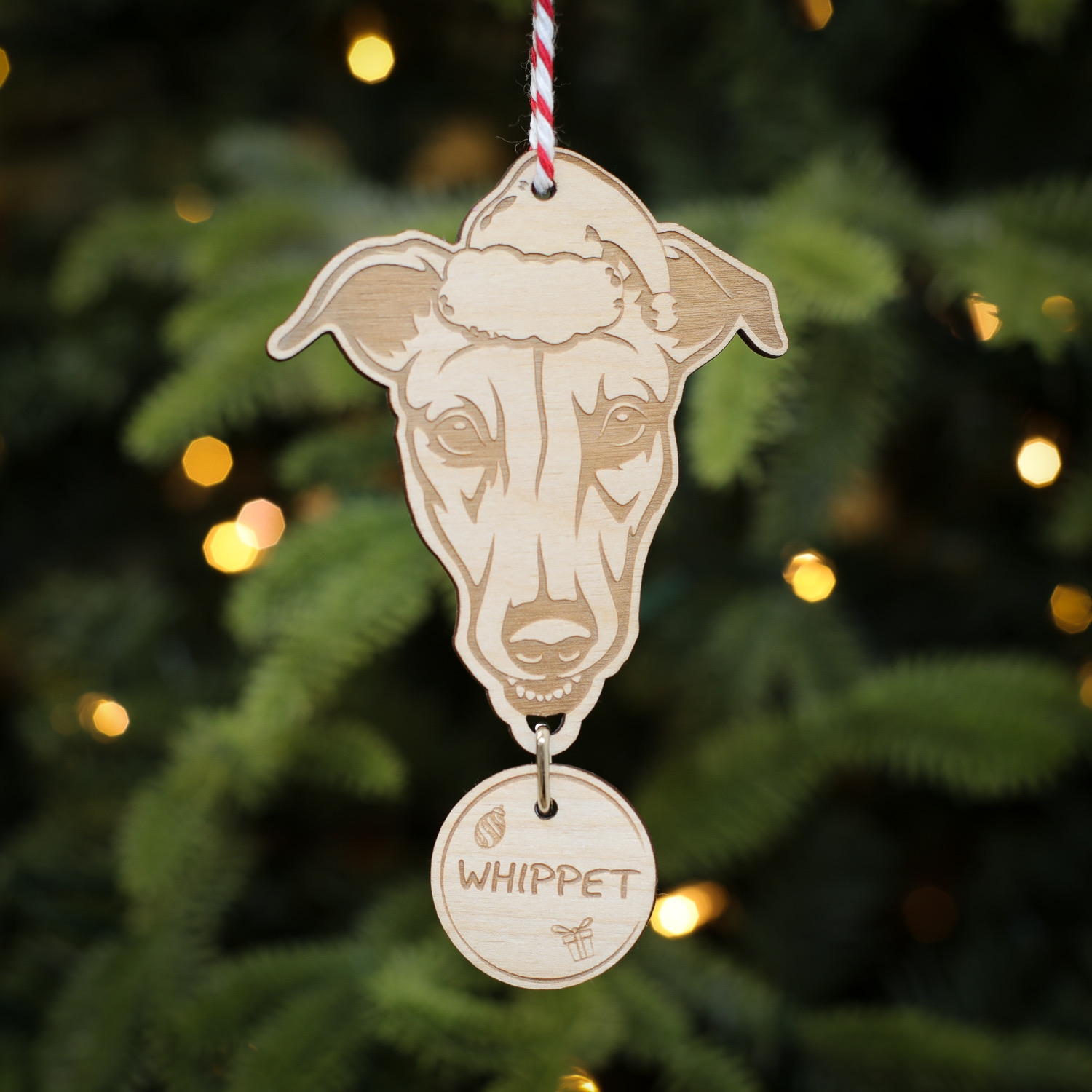 Personalised Christmas Tree Decoration Whippet