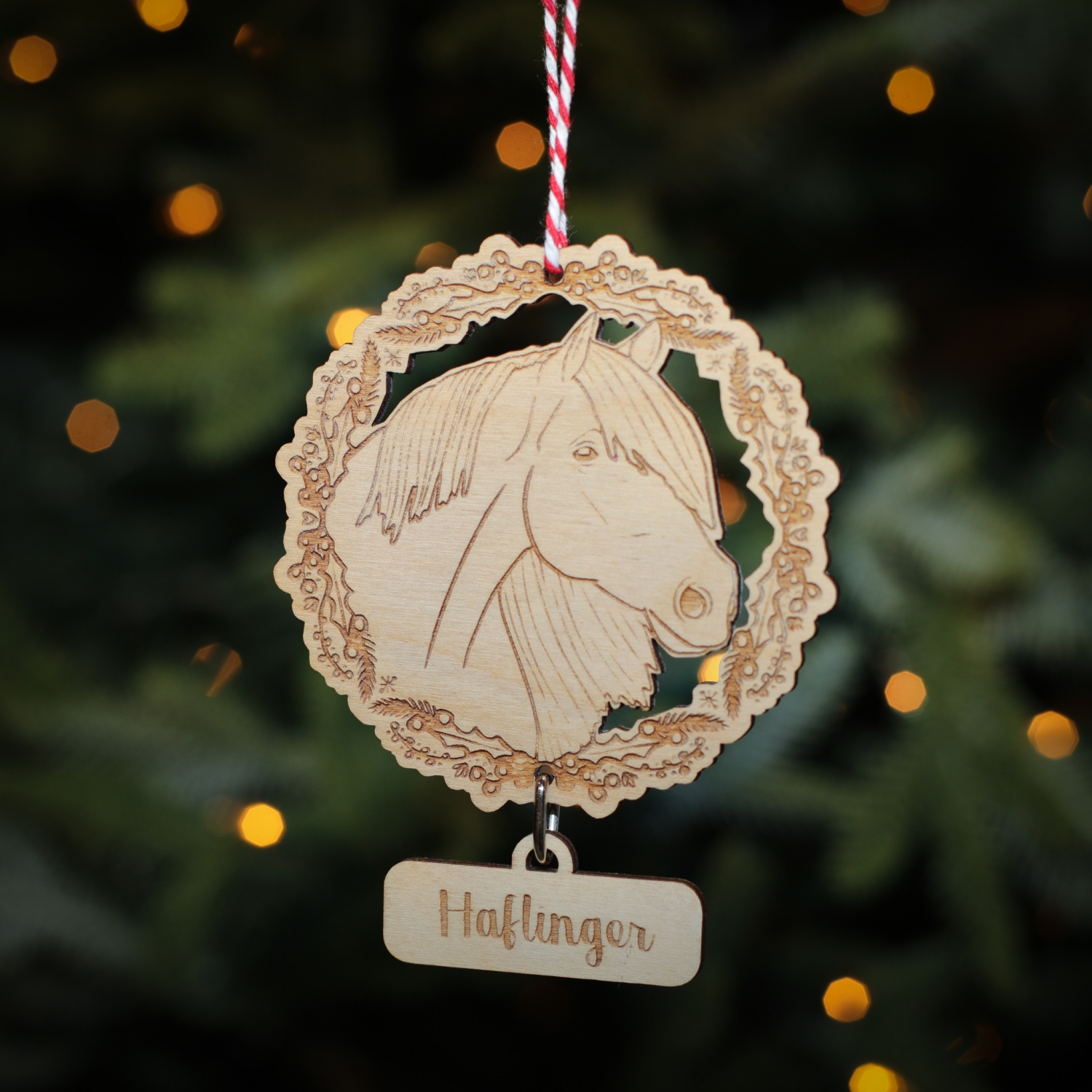 Personalised Christmas Tree Decoration Haflinger Horse