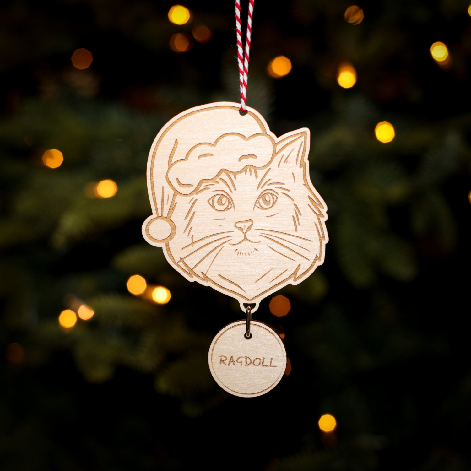 Personalised Christmas Tree Decoration Ragdoll Cat