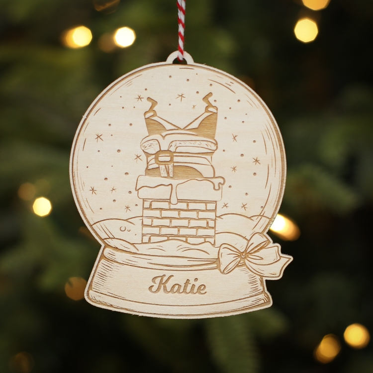 Personalised Christmas Tree Decoration Snow Globe Chimney
