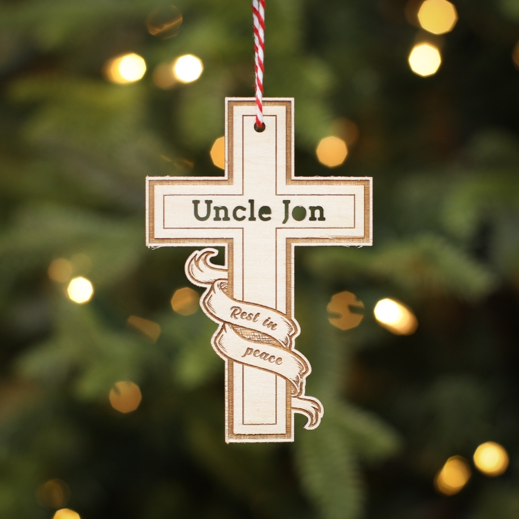 Personalised Christmas Tree Decoration Memorial Cross