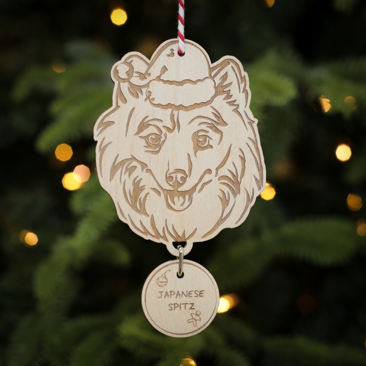 Personalised Christmas Tree Decoration Japanese Spitz