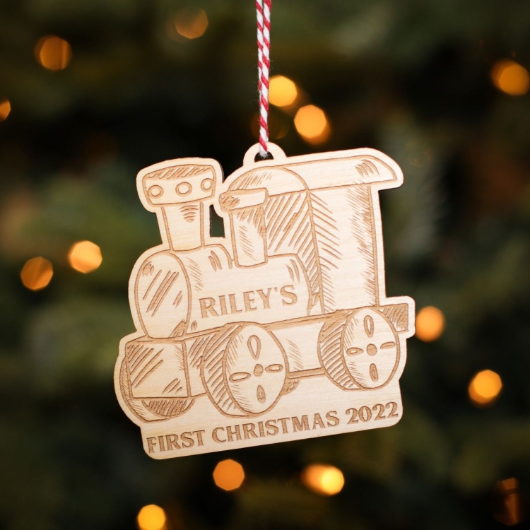 Personalised Christmas Tree Decoration Baby First Train
