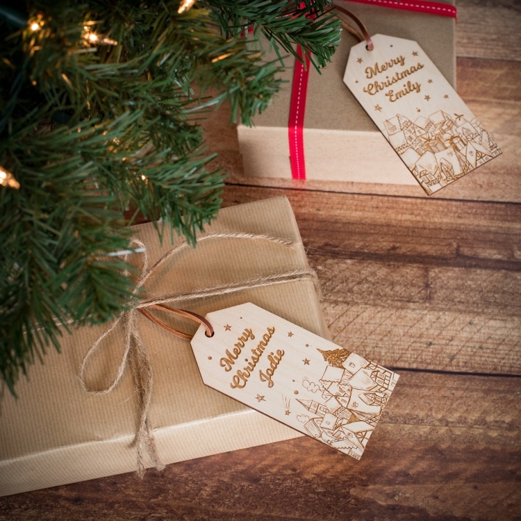 Two Personalised Christmas Gift Tags With Nordic Design